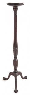 Fern Stand: Mahogany Chippendale carved fern stand, ball and claw feet Size 60 1/4h top 11 3/4 dia