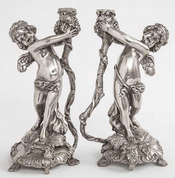 Silver Plated Cherub Candlesticks (1 of 5)