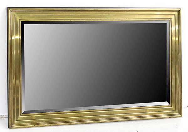 Mastercraft Mirror: Custom ordered mirror. Ribbed frame. Given to consignor by owner of Mastercraft. Size 52.5w x 2d x 34h. *Please note mirror can be hung vertically as well.