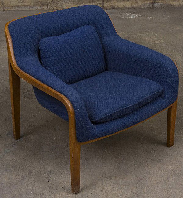 Bill Stephens Lounge Chair: Lounge chair, Knoll International, 1970's, Bentwood, upholstery. Size 29w x 32d x 29h Seat height 19h