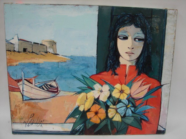 Charles Levier O/C: Charles Levier, French (1920-2004)" Al a Fentre Ch Levier" on verso O/C 30x24, signed , no frame