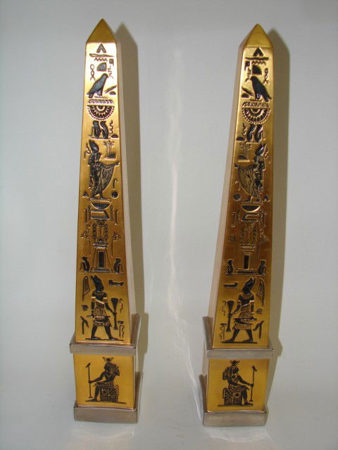 Boehm Obelisks: Boehm porcelain obelisks, pair 235 A & 235 B, approx 18in tall