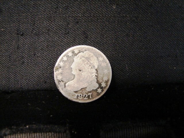 1827 Capped Bust Dime: 1827 Capped Bust dime, circulated