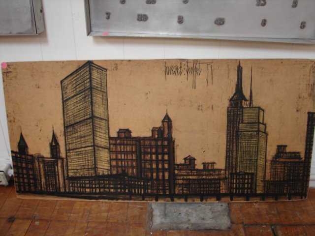 Bernard Buffet NYC cityscape: Bernard Buffet; rectangular NYC cityscape