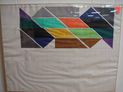 Larry Zox colored pencil drawing: On graph paper with colored pencil. Signed Zox (Larry Zox) 1965