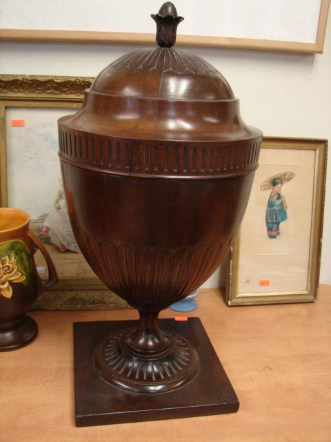 Mahogany Knife Box: Urn shaped, circa mid 1800's