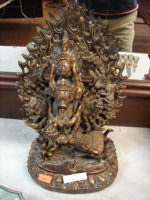 Bronze Dore Budha: Guan Yian , 12" tall x 7" wide