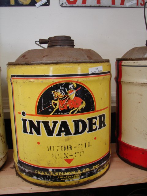5 gallon Invader Motor Oil Can: Charles Kellom, Co. Inc