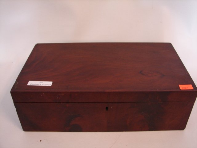 Antique Box: Mahogany Crotch Veneering 13 x 7.25 x 4.25 high