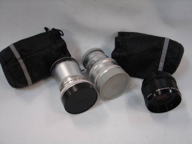 Lot of Hasselblad Lenses, 3pcs: Hasselblad 150mm F4 , 50mm F4 lens, Rokunar 2x auto converter