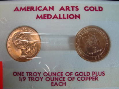 Lot (2) Gold Coins 1 troy ounce each: 2pcs American Arts Gold Medallion, each 1 troy ounce - total 2 troy ounces gold