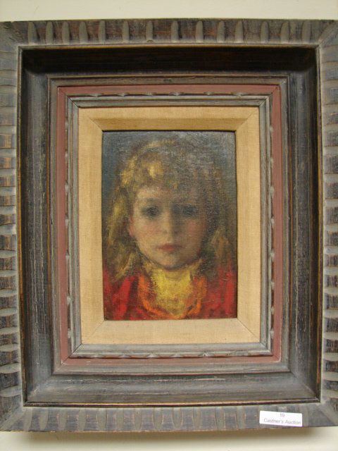 Oil on canvas - Robert Phillip: label verso "Head of Young Girl" "Robert Philipp" , 9 x 6