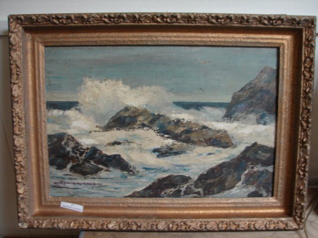 O/B Seascape: signed "Edwin W Kene" ? 18 x 12