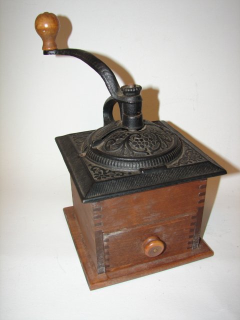 Coffee Grinder: 6" Square x 5" tall, 19th C