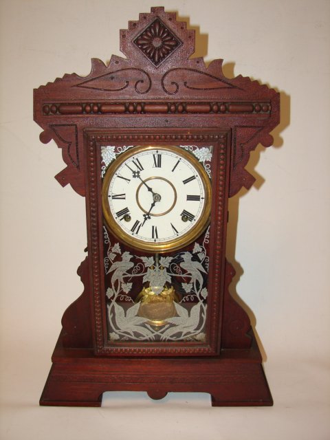 Victorian Shelf Clock: 14" wide x 5" deep at base, 22" tall, William L. Gilbert Clock Co., Circa: late 1800's