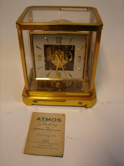 Atmos Le Coultre Clock: Heritage Square Model, 9" x 8" x 6", circa: 1950's , working , w/orig instructional booklet