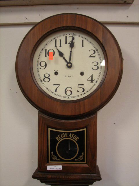 31 Day Regulator: 21"x13", wood case, late 20th C