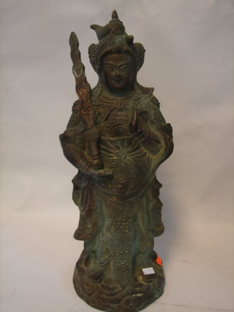 Bronze Figure /Far Eastern God: 18" tall, Bronze, Buddhist God ? , late 19th/early 20th C ?