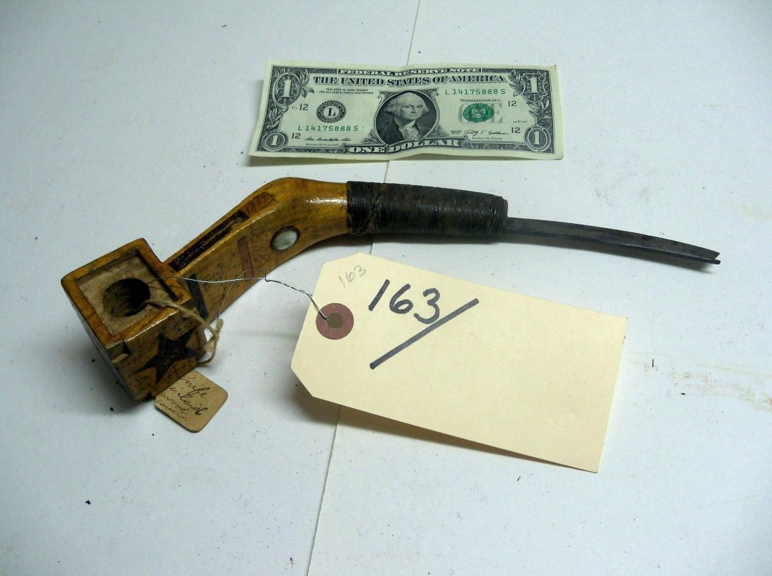 Late 19th Century English Wood Carving Tool: Various inlays including mother of pearl. Dated 1800 and 1899.
