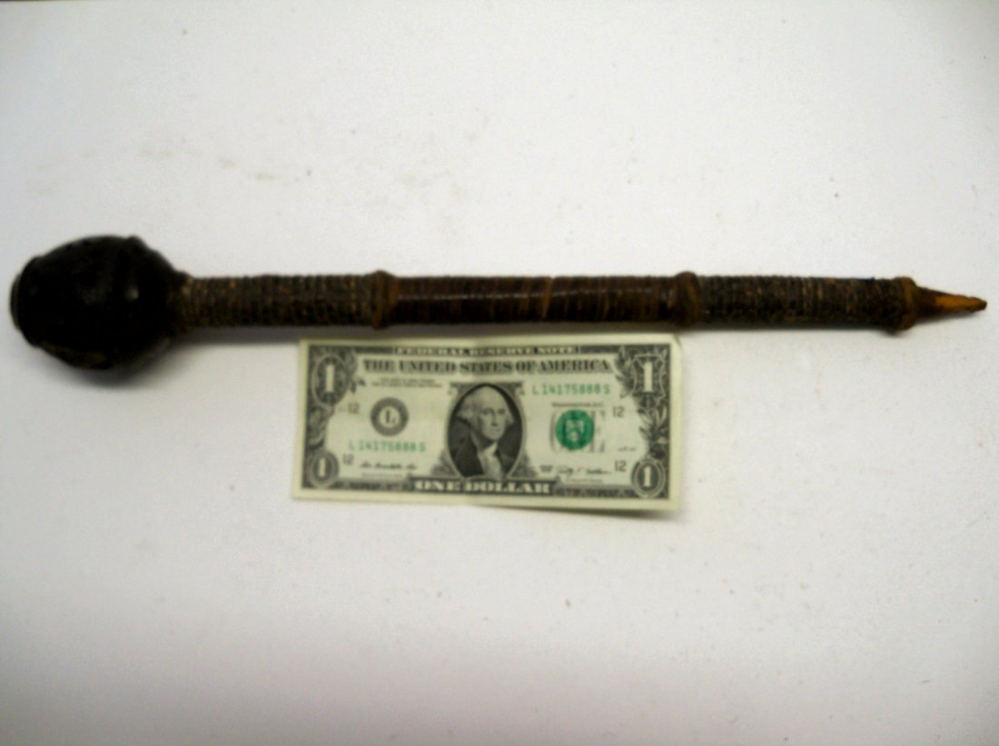 Antique 19th Century Sudanese Mace: African mace. An unusual item. The head of this example is made of ceramic and may be ceremonial in nature. The William Herbert McGinty Collection. Collected between the late 1800's and the early 1900