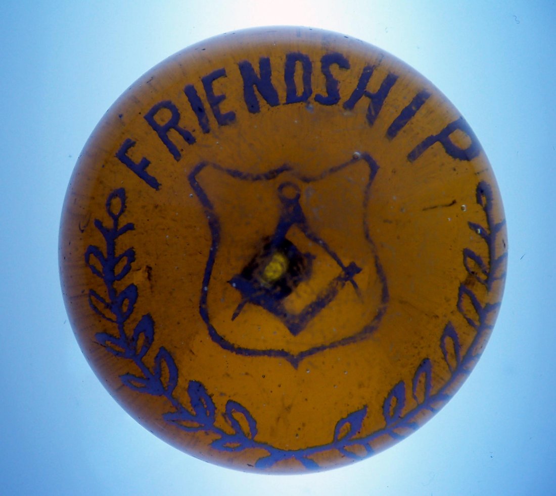 Friendship Masonic Paperweight: glass