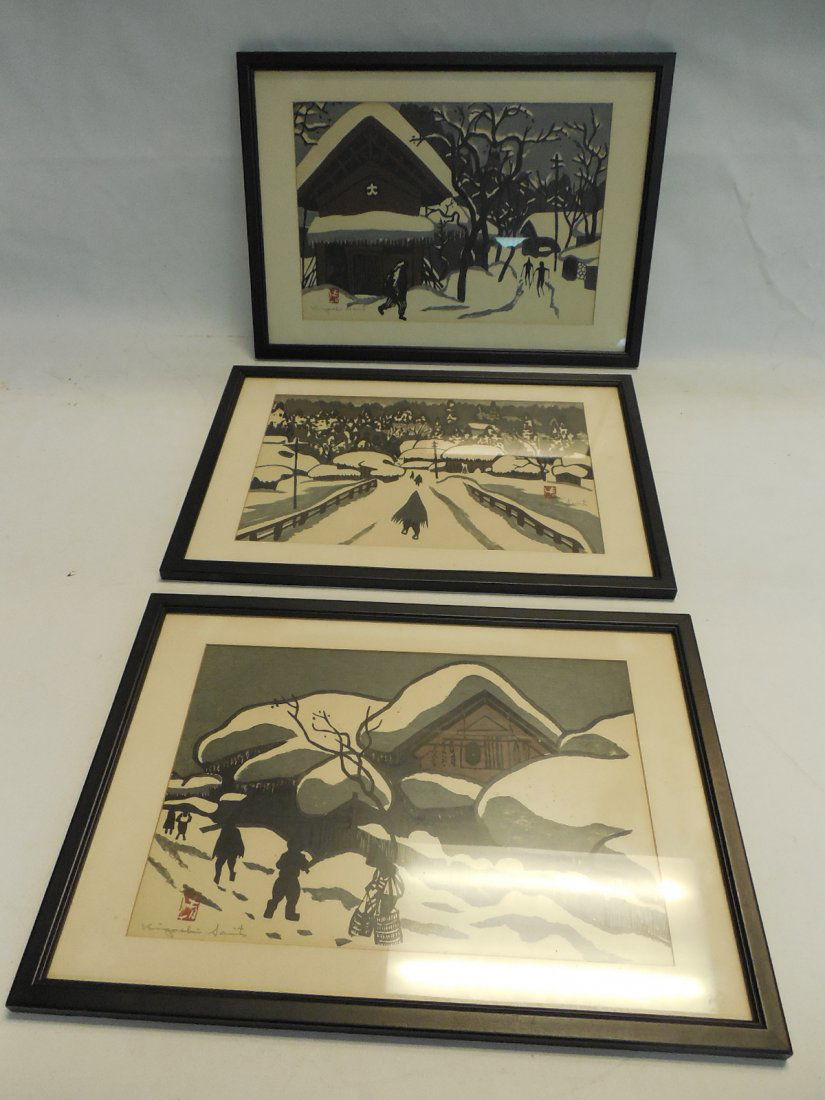 3 Japanese Wood Block Prints (1 of 6)