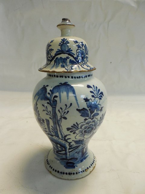 Early Delft Covered Jar, 18th Cent (1 of 4)