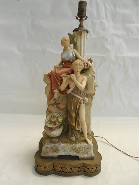 Porcelain Figural Meissen type Lamp (1 of 4)