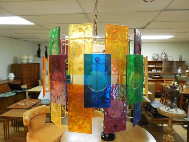 1960's -70's Abstract Glass Hanging Light Fixture (1 of 3)