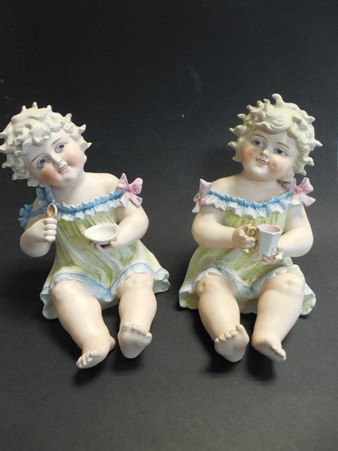 Pr (2) Large Bisque Piano Babies (1 of 5)