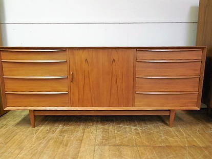 Falster Danish Modern Teak Low Chest of Drawers: 32" x 75" x 19", 13 drawers, Circa: 1960's