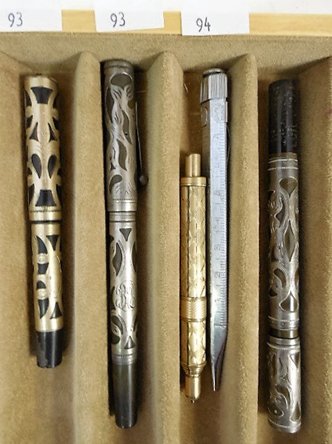 Lot 2 Fountain Pens Waterman etc: Waterman's 452 1/2 Sterling Silver Overlay, 14K gold filled