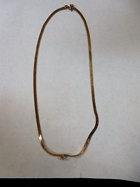 14K Yellow Gold heringbone chain w/diamond (1 of 2)