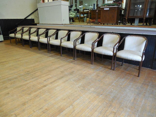 Set 10 Ward Bennett for Brickell Assoc Open Arm Chairs: 32H x 24W x 18D