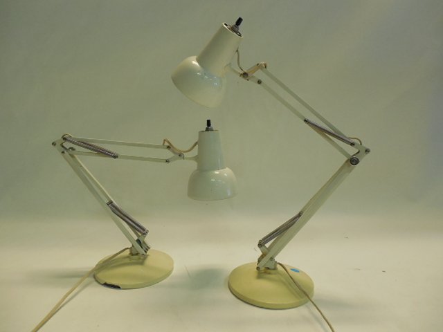 Two (2) White Luxo Adjustable Desk/Table Lamps (1 of 3)