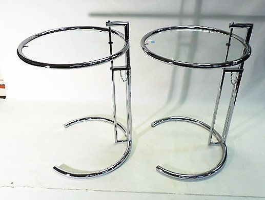 Eileen Gray Chrome & Glass Side Tables (1 of 3)