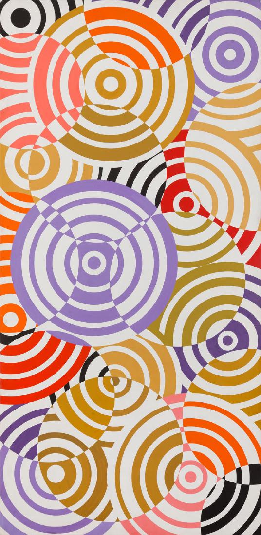 Antonio Asis (b. 1932) "Vibracion colour", 1965: Antonio Asis (b. 1932) "Vibracion colour", 1965; acrylic on wooden board; 157.5 x 76.5 cm; signed, dated and described on the reverse: 'Vibracion Colour | Asis | 1965'; PROVENANCE: - private collectio