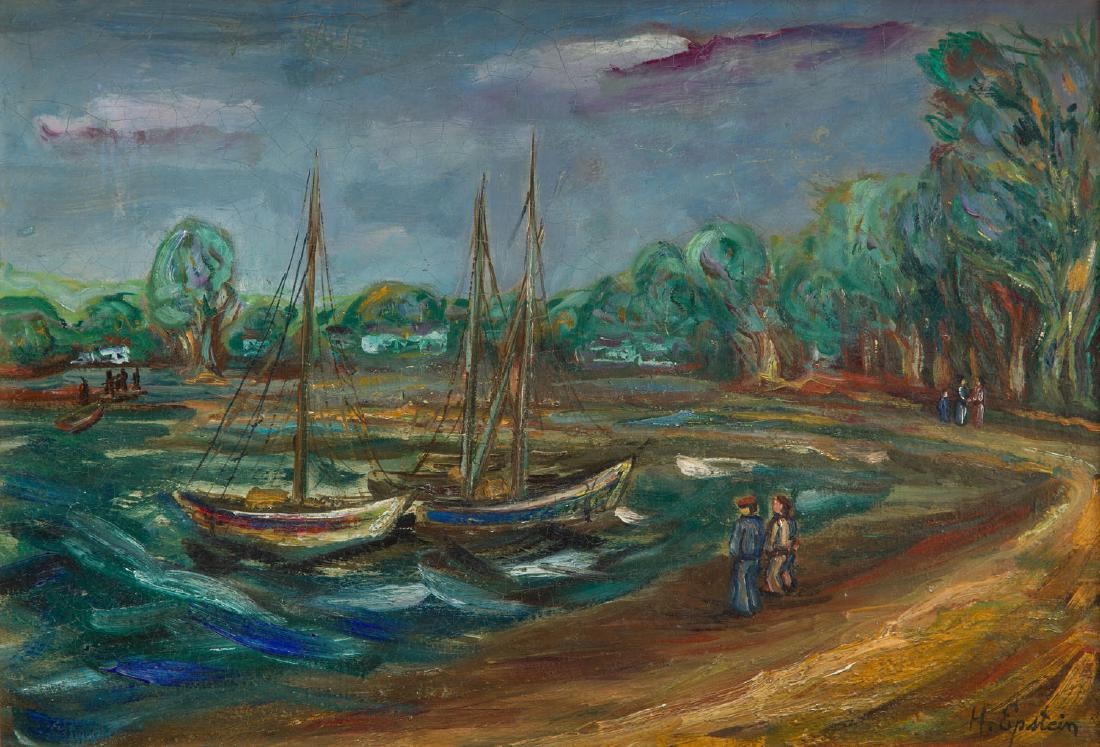 Henryk Epstein (1891 - 1944) Boats by the Coast: Henryk Epstein (1891 - 1944) Boats by the Coast; oil on canvas, 38 x 55 cm; signed lower right: 'H. Epstein'; PROVENANCE: - Boisgirard-Antonini, Paris, July 2010 - private collection, Poland