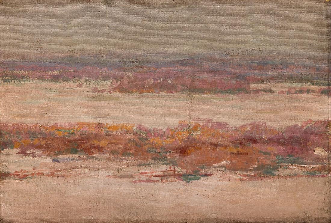 Jan Stanislawski (1860 - 1907) The Horizon from the: Jan Stanislawski (1860 - 1907) The Horizon from the Berezina, circa 1896; oil on canvas (on cardboard), 30.5 x 45.5 cm; described on the reverse: 'Horyzont z mojej panoramy | Berezyny | malowany przez