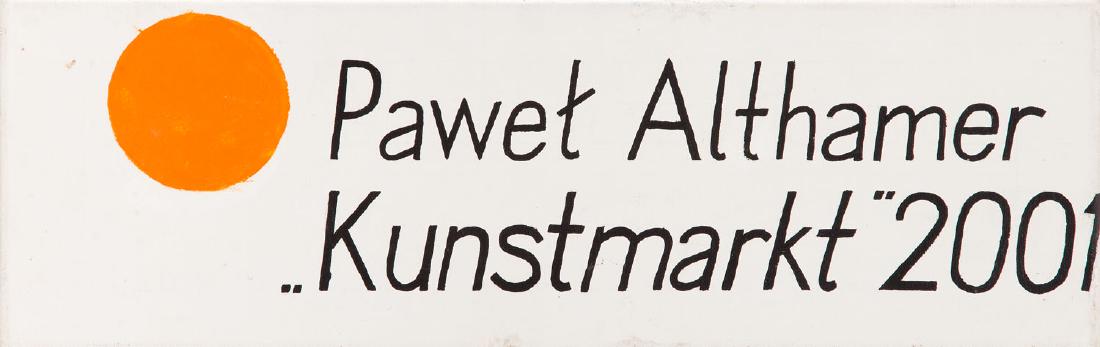 Pawel Althamer (b. 1967) "Kunstmarkt", 2001: Pawel Althamer (b. 1967) "Kunstmarkt", 2001; oil on canvas, 55 x 18 cm, ; NOTE: To this lot we apply 'artist's resale right' ('droit de suite') fee. Royalties are calculated using a sliding scale of p