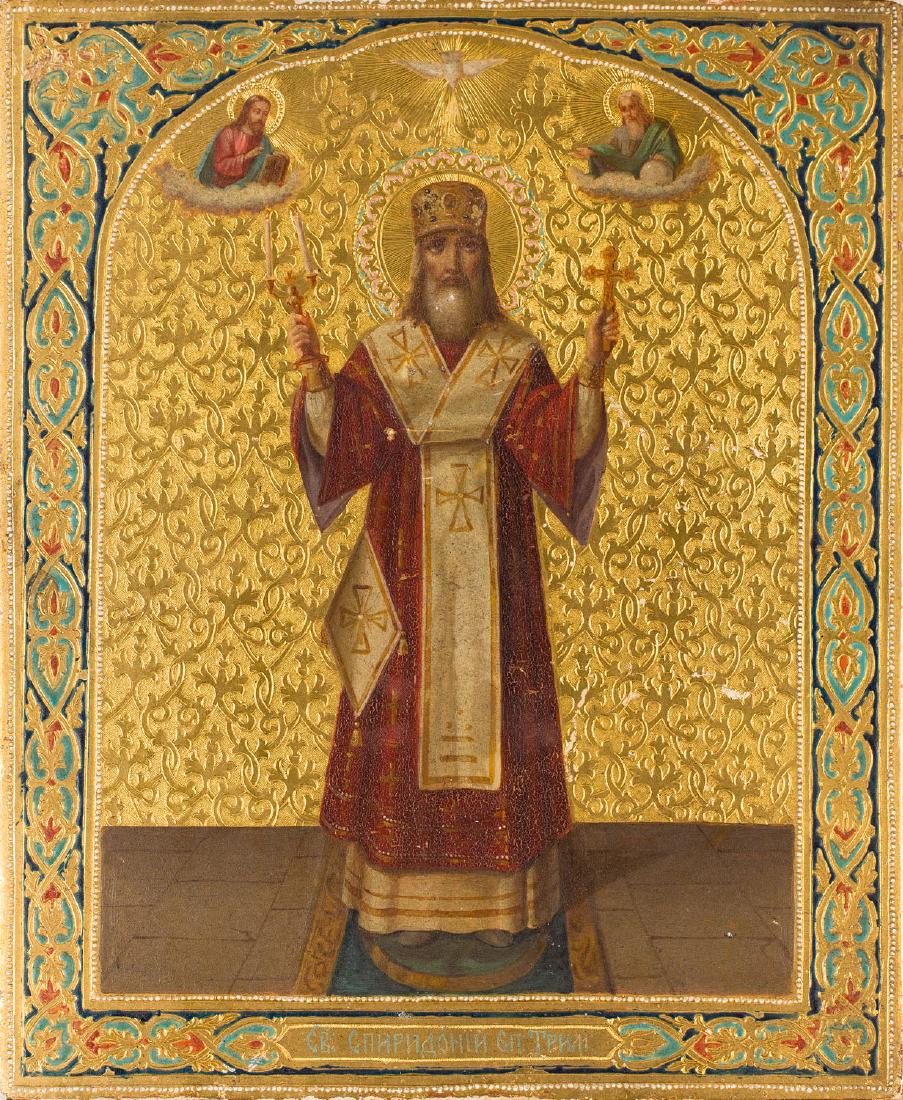 St. Spirydion, Icon, 19th/20th Century: St. Spirydion, Icon, 19th/20th Century, Russia, tempera on panel, 26.5 x 22 cm