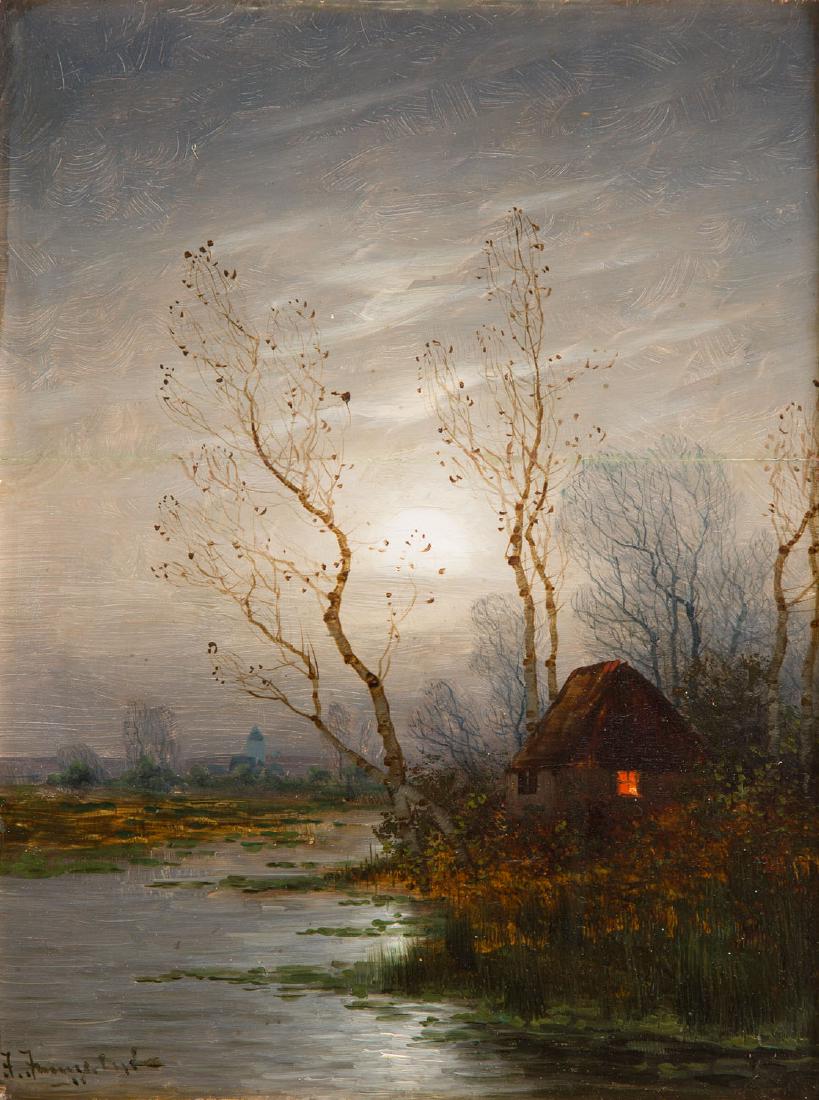 Johann Jungblut (1860 - 1912) Nocturne with a hut (1 of 6)
