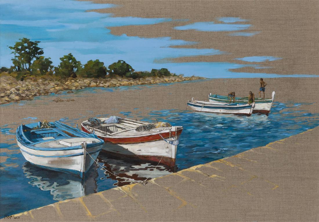 Magdalena Kepka (b. 1977) The World is ours today, 2018: Magdalena Kepka (b. 1977) The World is ours today, 2018, acrylic on canvas, 70 x 100 cm, signed and dated lower left: 'MKepka | 2018', described on the reverse: '"DZIS SWIAT NALEZY DO NAS" | 70 x 100