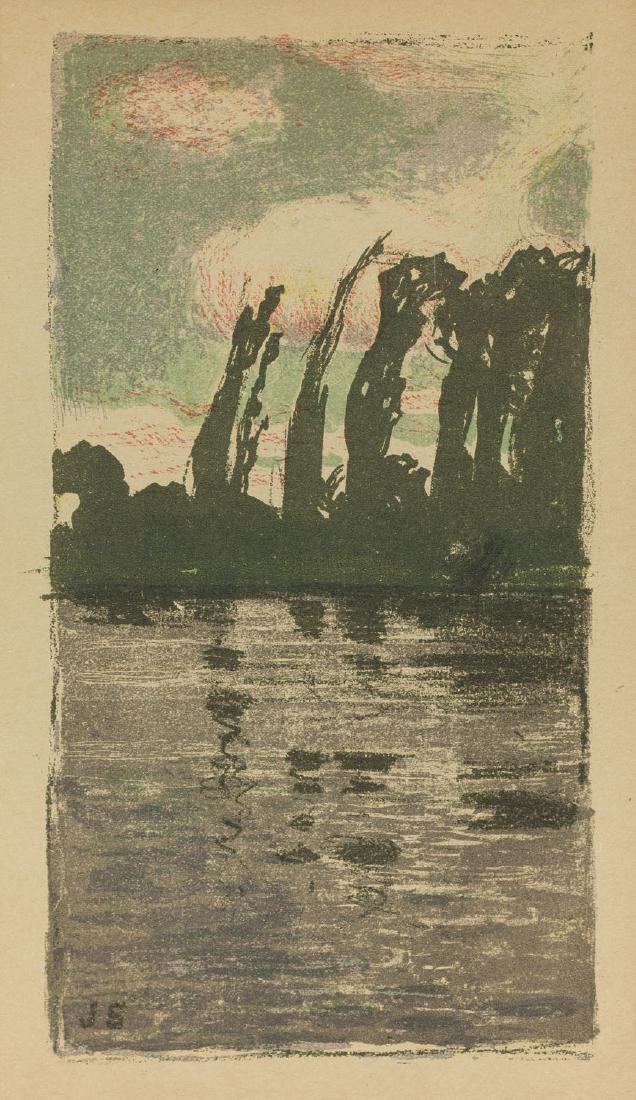 Jan Stanislawski (1860 - 1907) Poplars, circa 1901: Jan Stanislawski (1860 - 1907) Poplars, circa 1901; colour lithograph on paper, 21 x 12.5 cm; signed on the stone lower left: 'JS'; LITERATURE: - Aleksandra Gieldon-Paszek, Jan Stanislawski, Bielsko-B