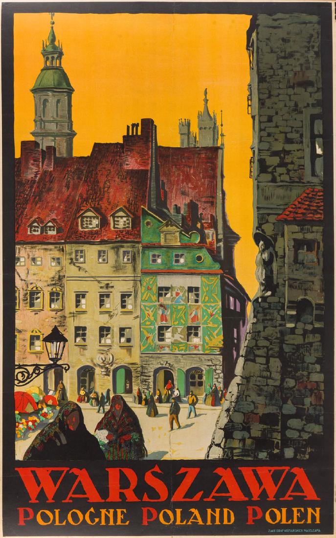 Stefan Norblin (1892 - 1952), "Warsaw", 1930s: Stefan Norblin (1892 - 1952), "Warsaw", 1930s; lithograph on paper; 99 x 62.5 cm; at the bottom described: 'ZAKL. GRAF. KOZIENSKICH, WARSZAWA'
