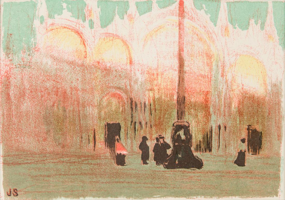 Jan Stanislawski (1860-1907) St. Mark's Square, 1909: Jan Stanislawski (1860 - 1907) St. Mark's Square, 1909; lithograph/paper, 15 x 21 cm; signed on the stone lower left.: 'JS'; LITERATURE: - Irena Kossowska, Narodziny polskiej grafiki artystycznej 1897