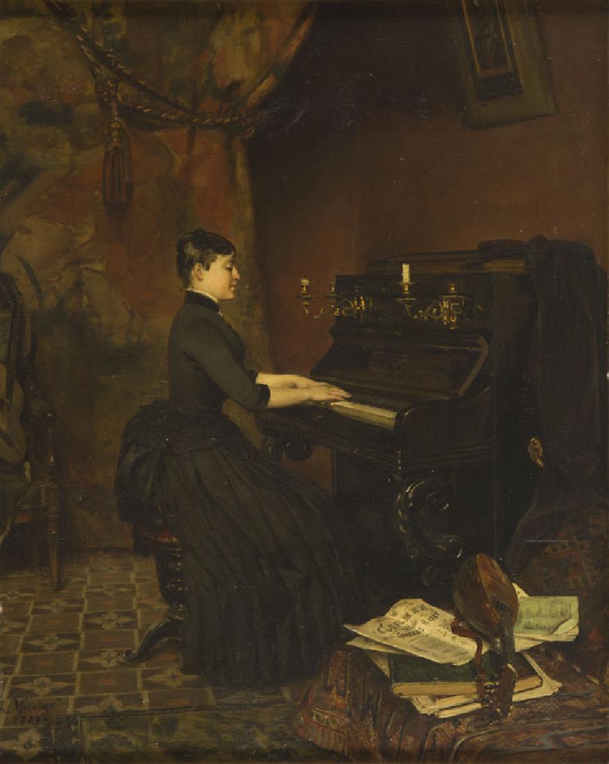 Pawel Merwart (1885 - 1902) "Impromptu" (Bizet's: Pawel Merwart (1885 - 1902) "Impromptu" (Bizet's "Carmen") 1889; oil on panel, 61 x 49.5 cm; signed and dated lower left: 'Paul Merwart. | 1889', on the back paper label with handwritten inscription: