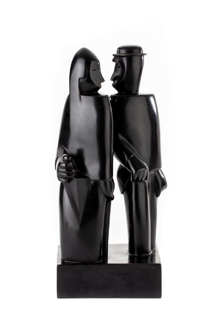 Jean Lambert-Rucki (1888 - 1967) Couple with the: Jean Lambert-Rucki (1888 - 1967) Couple with the umbrella ; patinated bronze, 32 x 13.5 x 9.5 cm; signed on the base: J.Lambert-Rucki' and described on the base: '2/8'; on the base the sign of the fou