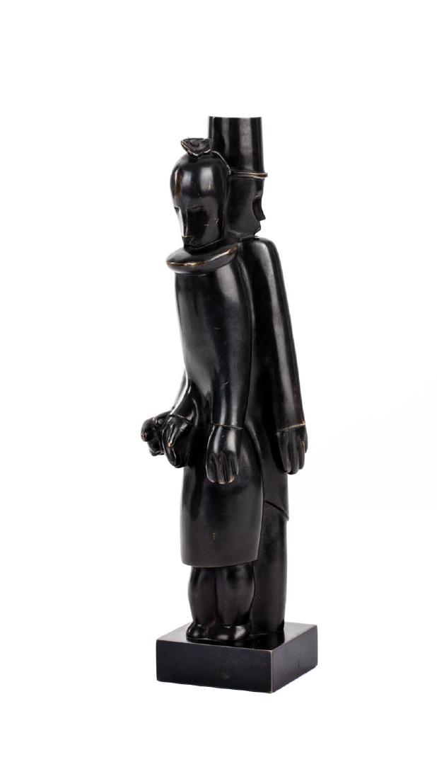 Jean Lambert-Rucki (1888 - 1967) "Couple au chapeau: Jean Lambert-Rucki (1888 - 1967) "Couple au chapeau gibus", [1993]; patinated bronze, 26.5 x 8 cm; signed and described on the base: 'Lambert-Rucki 6/8' and the sign of the foundry: 'Landowski Fondeur