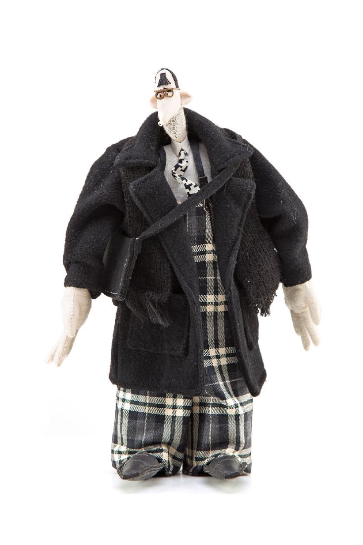 Pawel Althamer (b. 1967) Doll - a man in the black: Pawel Althamer (b. 1967) Doll - a man in the black jacket, 1990s; assemblage, 32 x 20 x 15 cm; NOTE: - To this lot we apply Artist's Resale Right (Droit de Suite) fee. Royalties are calculated using a